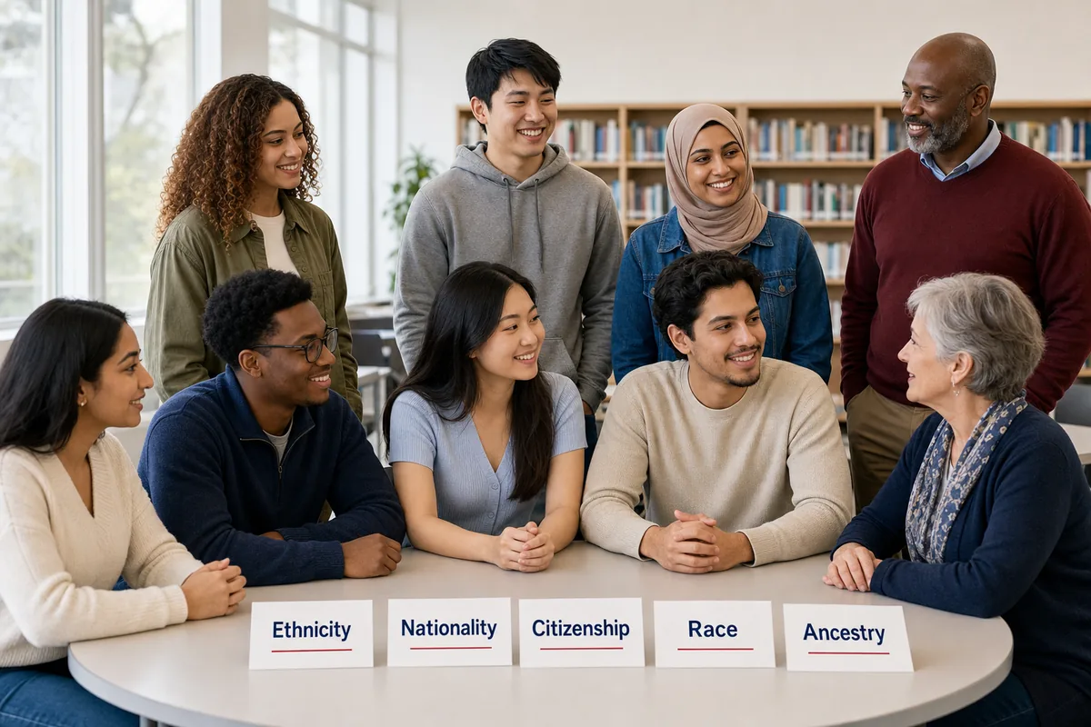 Personnes explorant les notions d’ethnicité, nationalité, citoyenneté et ascendance